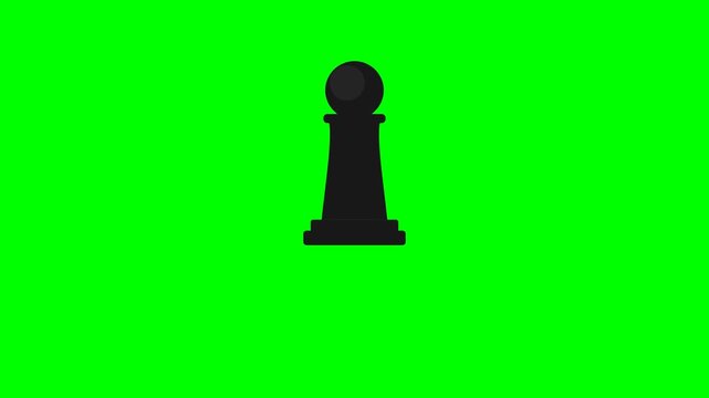 Minimalist Black Pawn Chess Piece Animation on Chroma Key Green Screen Background