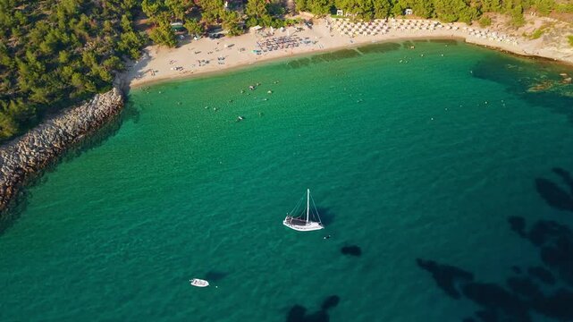 Rosogremos Beach and Sandy Bay, Potos Region, Thassos Island, Greece
