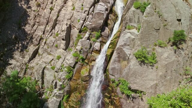 Aerial View of Fonias Waterfalls and Vathres on Mount Saos Samothraki
