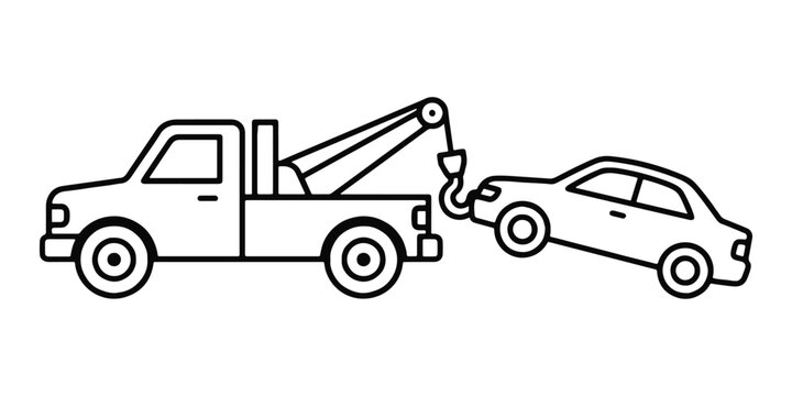 Tow truck icon, vector illustration of a vehicle towing a car