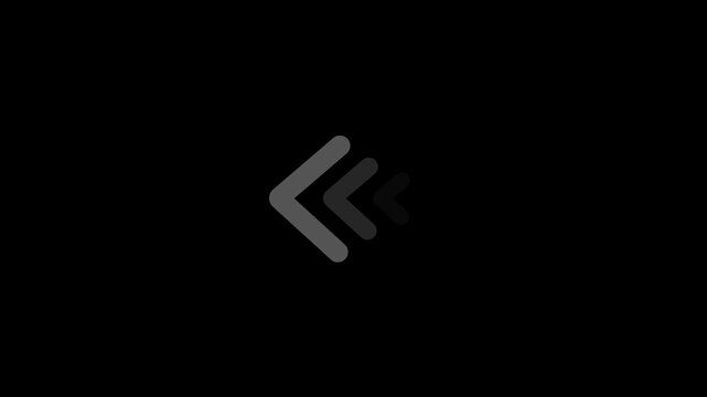 Three gray arrows pointing left with fading effect on dark background direction backward