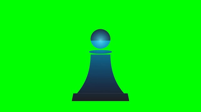 Minimalist Blue Chess Pawn Motion Graphic on Chroma Key Green Background