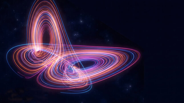 Glowing Lorenz attractor butterfly effect concept
