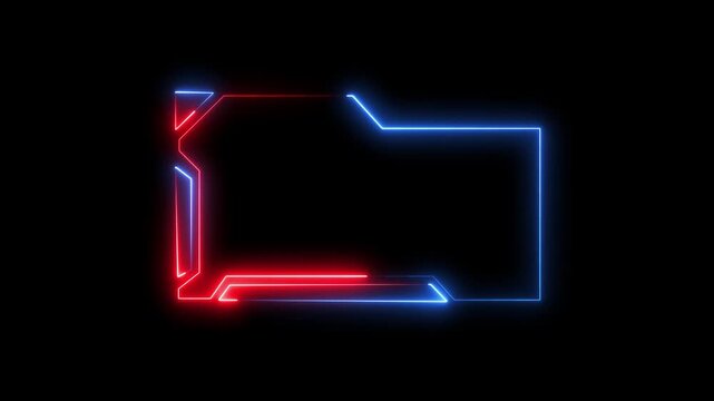 Abstract folder icon with glowing red and blue neon lines, futuristic digital data concept.