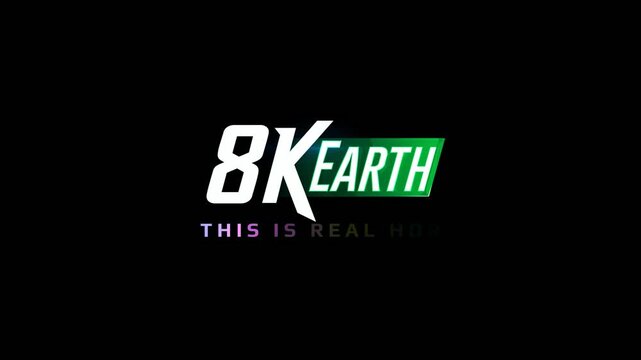 Animated logo reveal for 8k earth video production with digital effect.