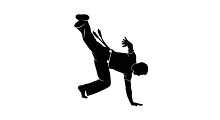 Obraz premium Man doing handstand in suit.