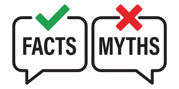 Facts vs myths concept true and false icons in speech bubbles