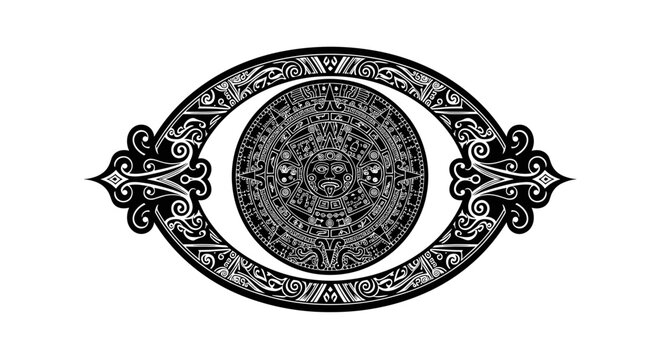 Ancient Aztec Sun Stone Eye Symbol.