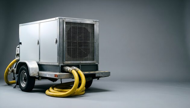 Mobile aviation air conditioning unit with ventilation grill on gray background