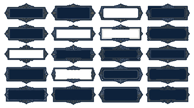 Ornate Rectangle Frames: Vintage Decorative Borders and Labels Collection