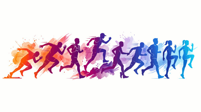 Runners sprint across the track in a colorful athletic event on 20260627