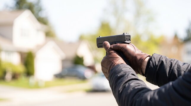Man Carrying Han gun in Urban Residential Area