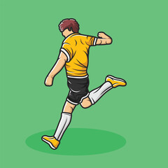 Fototapeta premium Football Soccer Athlete Player in Unique Yellow Black Uniform Dynamic Pose Stylized Isolated Vector