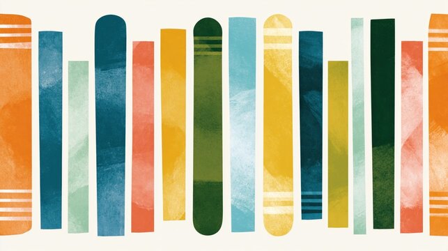 Abstract geometric pattern with vertical rounded rectangles in warm and cool tones creating a modern and artistic visual rhythm for creative design projects