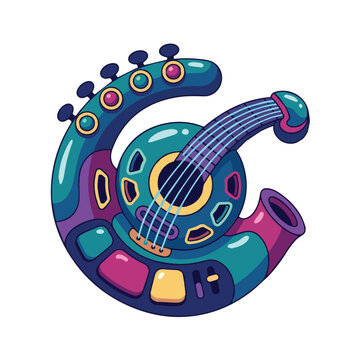 Colorful Musical Instrument Guitar Hybrid.