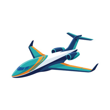 Airplane flying through clear sky.