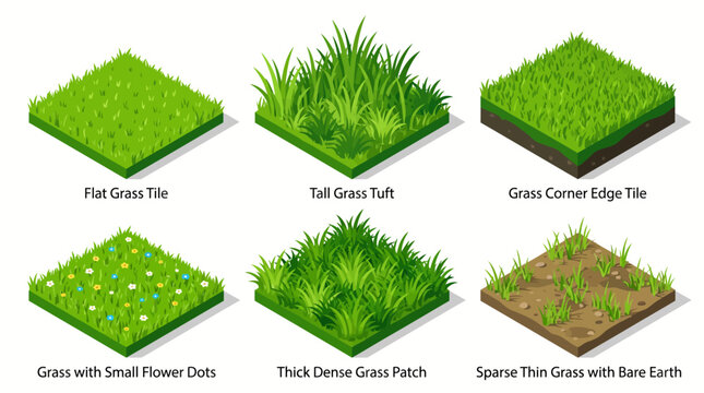 Isometric Grass Tile Set for Game Design and Environment Creation.