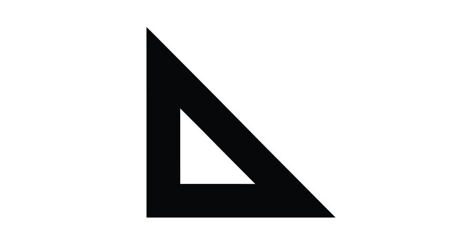Triangular protractor shape on a white background silhouette