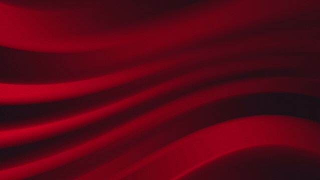 Exclusive red gradient abstract background with a series of diagonally flowing parallel curved layers and a matte, satin, slightly grainy texture