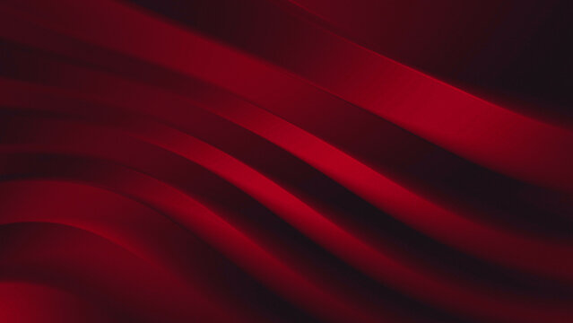 Exclusive red gradient abstract background with a series of diagonally flowing parallel curved layers and a matte, satin, slightly grainy texture