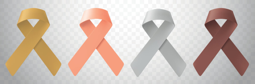 Set of colorful ribbon vector icons for awareness campaigns and support