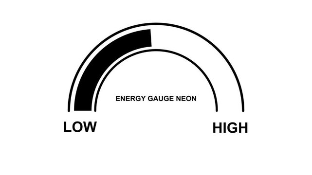 Energy Gauge Meter with Progress Bar showing levels from low to high with clean graphic design