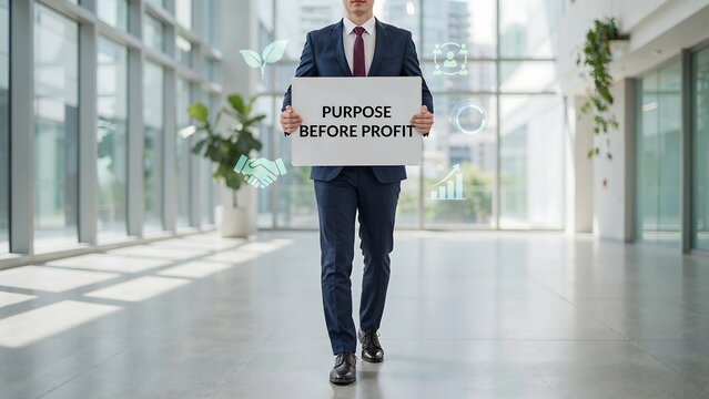Purpose before profit business concept promoting ethical leadership and corporate values