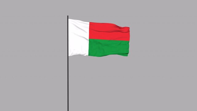Madagascar Flag Animation 4K Transparent Background with Alpha Channel