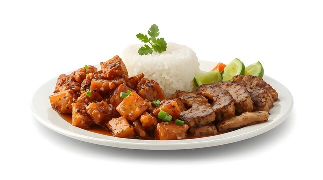 Delicious Food Plate with Stir-Fried Meat and Rice