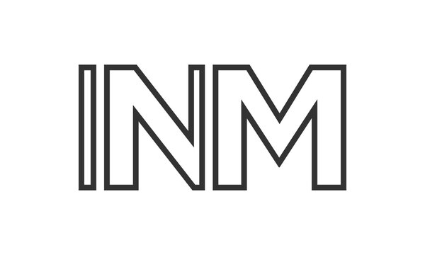 INM logo design template with strong and modern bold text. Initial based vector logotype featuring simple and minimal typography. Trendy company identity.