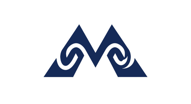 Stylized letter m with wave patterns inside triangle