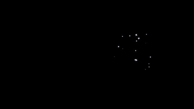 Glowing starlight glitter animation, magical twinkling stars, shining sparkle trails, doodle cartoon star burst, flashing glitter particles, black screen background, chroma key visual effects, 4k