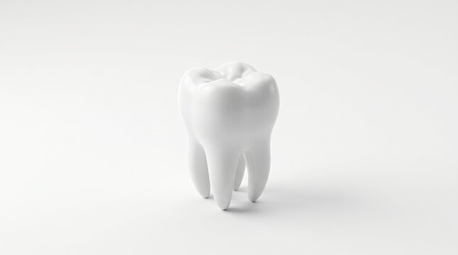 A single white tooth on a white background, representing dental health and hygiene.