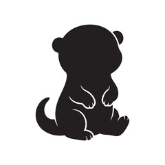 Black bear cub sitting on ground isolated on white background, Vector, illustration © Emam Bodda