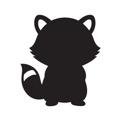 Black silhouette of a cute raccoon isolated on white background, Vector, illustration © Emdad Bodda