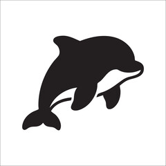 Black dolphin silhouette swimming isolated on white background, Vector, illustration © Emam Bodda