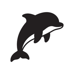 Black dolphin silhouette jumping isolated on white background, Vector, illustration © Emam Bodda