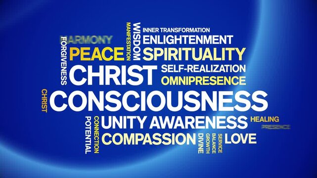 Christ Consciousness animated word cloud-text design animation tag kinetic typography seamless loop.