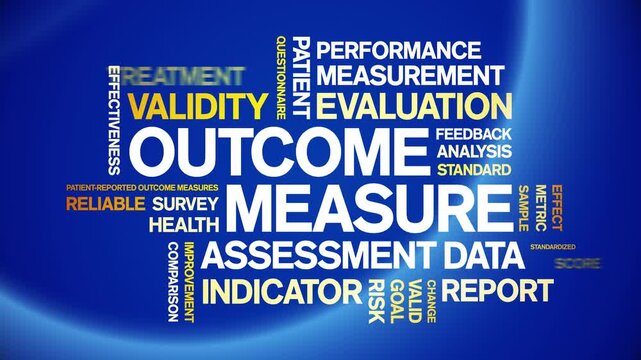 Outcome Measure animated word cloud-text design animation tag kinetic typography seamless loop.