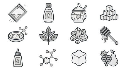Natural sugar sweetener and syrup line icon set © Wahyu