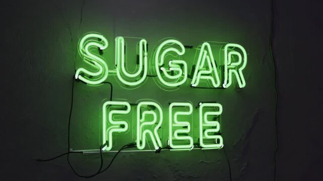 Neon sign that says "sugar free".
