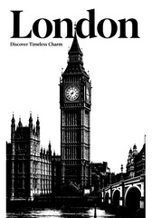 Fototapeta premium Retro London poster featuring Big Ben and Westminster in a timeless travel illustration style.
