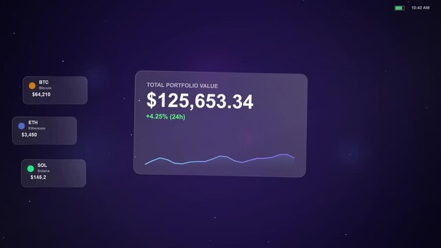 Cryptocurrency Portfolio Value Decreasing with Graph Animation
