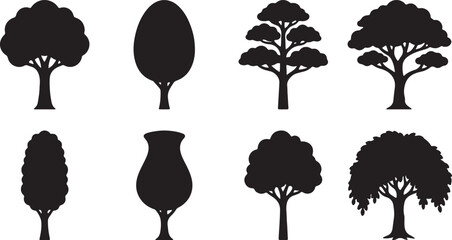 Trees display various shapes in black silhouettes. © MstJahanara