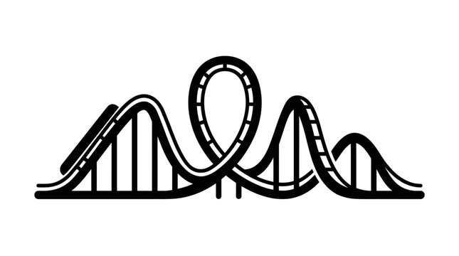 Rollercoaster Track Silhouette On White Background Black And White Design