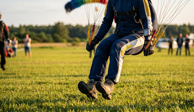 Skydiver Preparing for Precision Landing