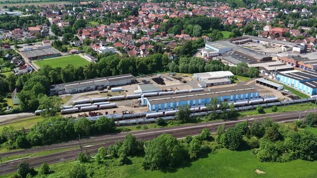 Railway Yard Industrial Area German Town Countryside