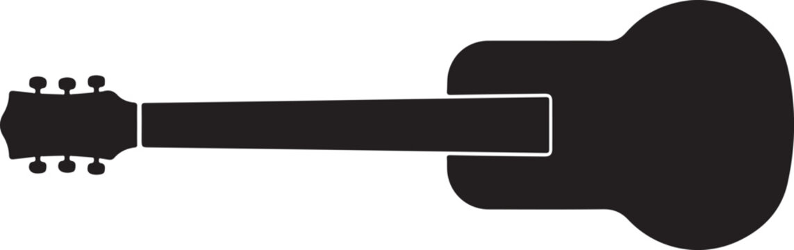 Acoustic guitar silhouette vector illustration of stringed musical instrument for concert poster and artistic music design.