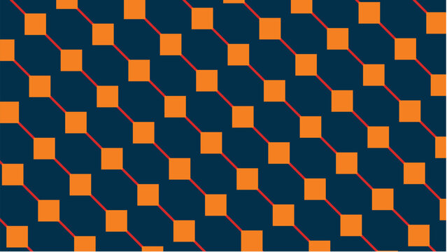   
Geometric diamond pattern vector illustration orange diamonds diagonal rows dark blue background optical illusion abstract decorative design