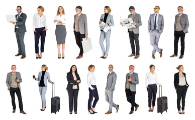 Fototapeta premium PNG Diverse professionals with business attire on transparent background